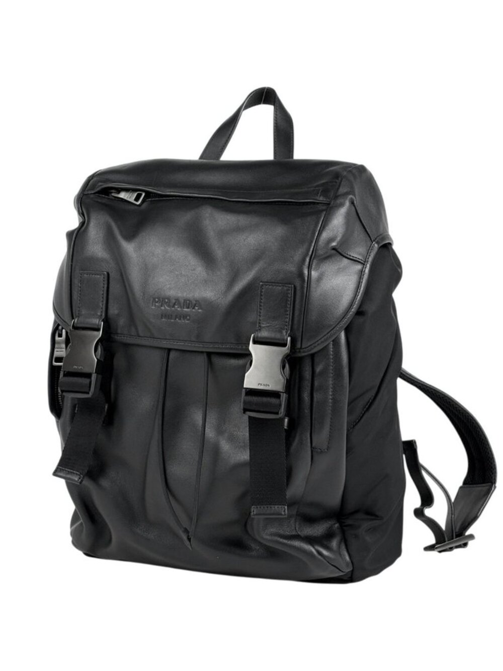 Prada Logo Backpack Tessuto Nylon Nero
